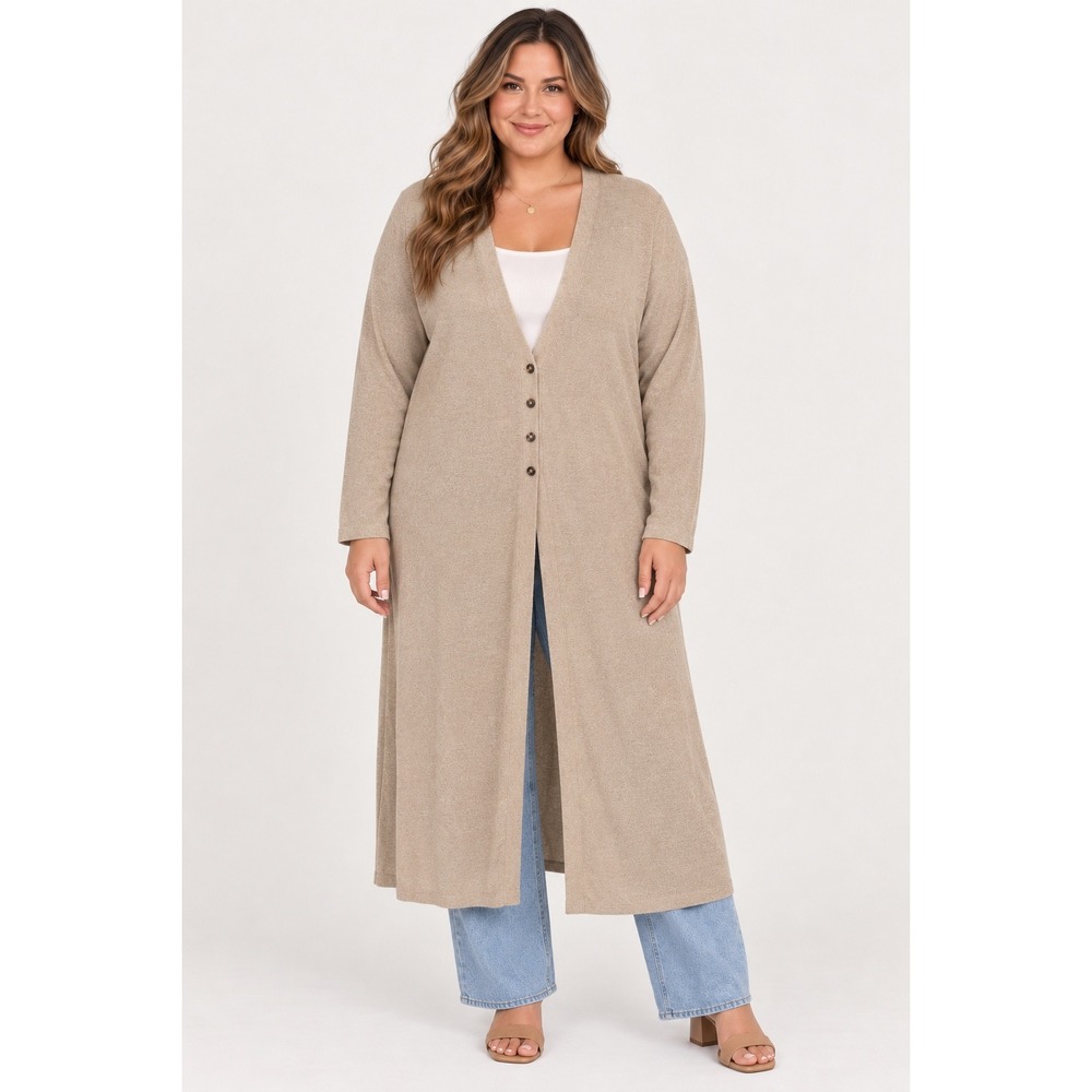 J Jill Linen Blend Longline Cardigan Sweater Beige Coastal Minimalist Womens 4x